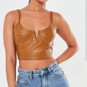 Missguided faux leather bustier top